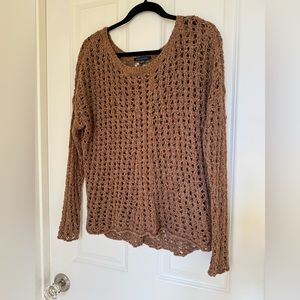 american eagle brown crochet sweater